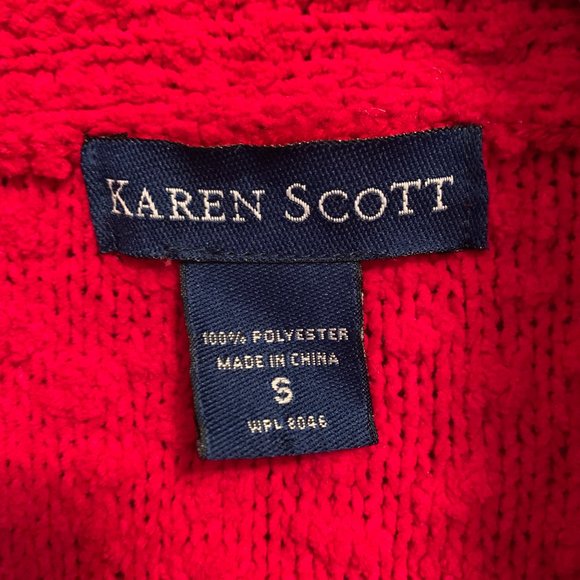 Karen Scott Red Pullover Sweater w/Shawl Collar - Picture 3 of 7
